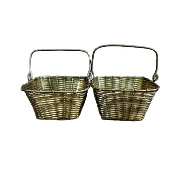 Brass Baskets set of 2 Cottagecore Whimsygoth Maximalism Home Decor - Picture 1 of 6